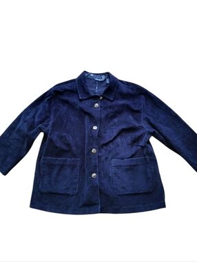 Isaac Mizrahi Size XL Navy Corduroy Button Jacket
